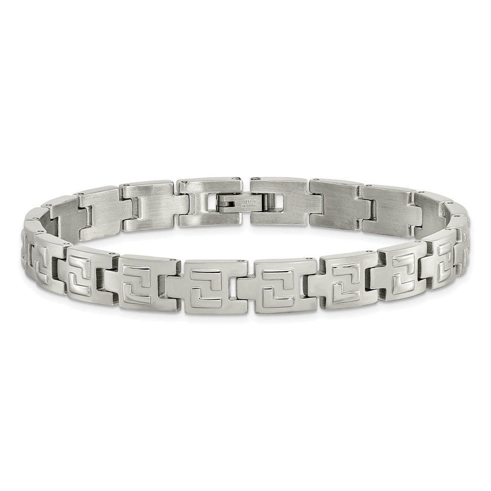 Alternate view of the Men's Stainless Steel Multi Finish Bracelet, 8.5 Inch by The Black Bow Jewelry Co.