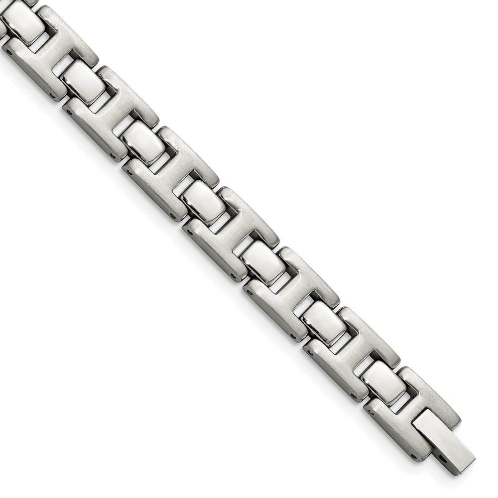 Men's Stainless Steel H Link Bracelet, 8.5 Inch - Black Bow