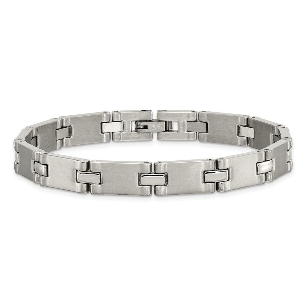 Alternate view of the Men&#39;s 7mm Stainless Steel Multi Finish Link Bracelet, 8.5 Inch by The Black Bow Jewelry Co.