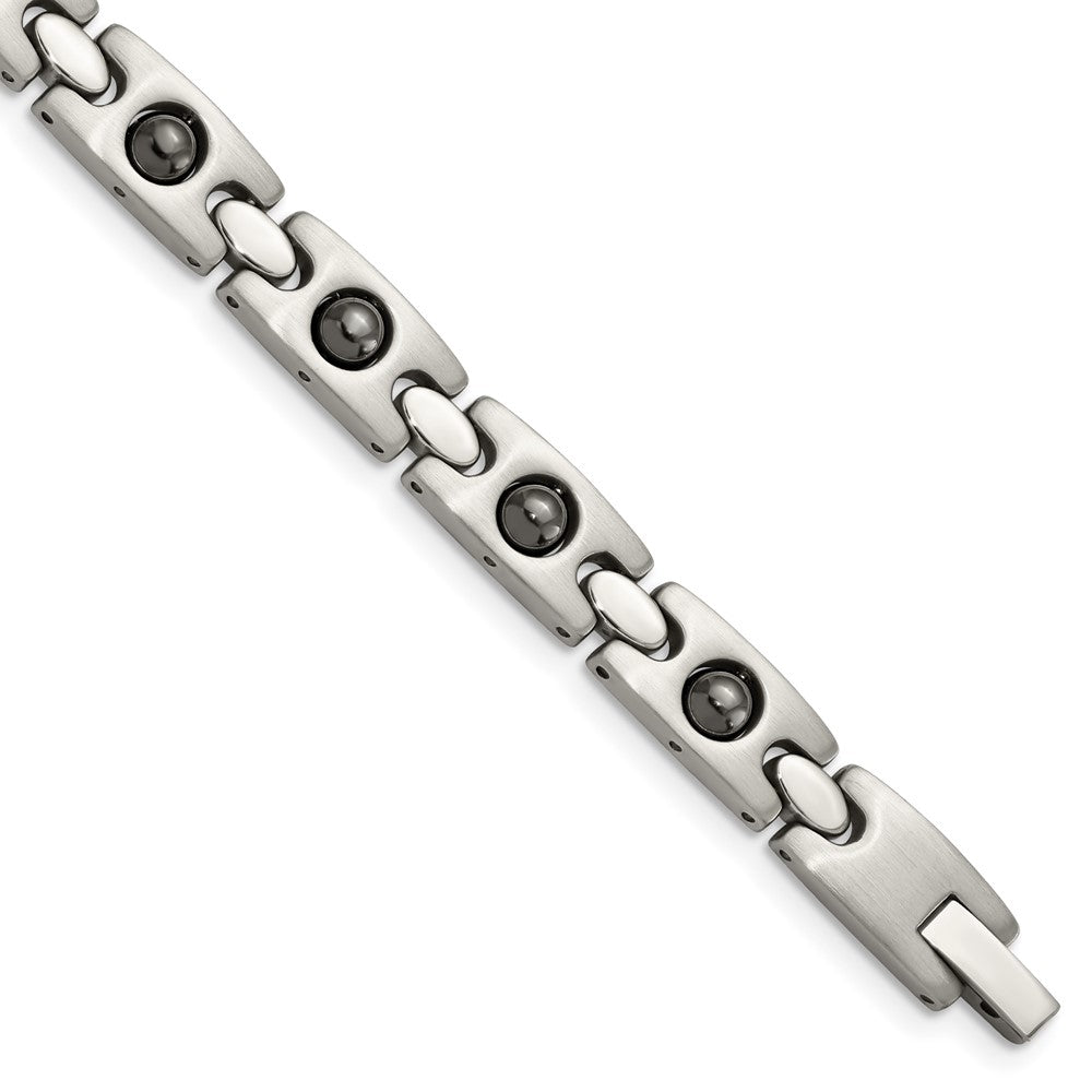 Men&#39;s Stainless Steel &amp; Magnetic Black Plated Link Bracelet, 8.5 Inch, Item B8165 by The Black Bow Jewelry Co.