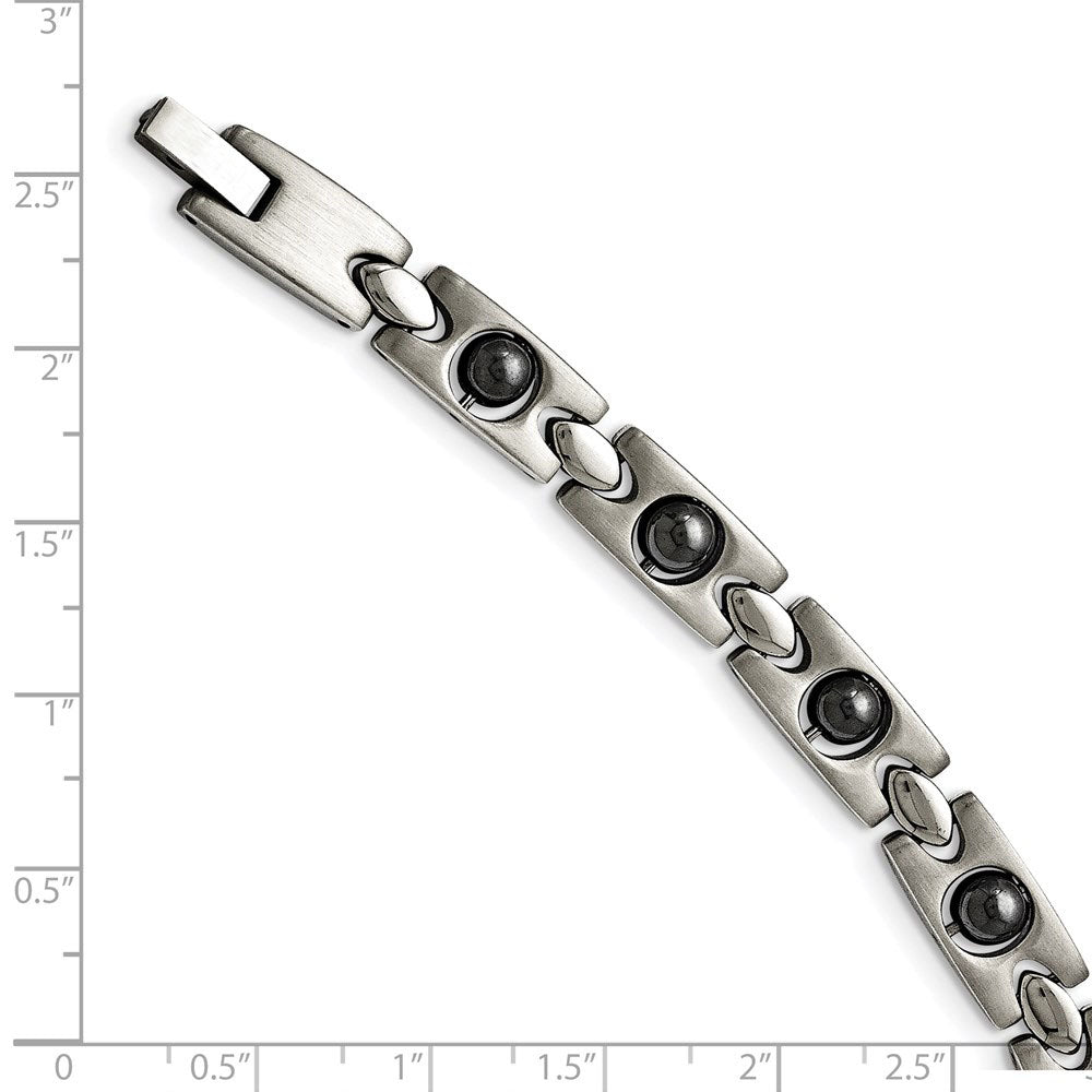 Alternate view of the Men&#39;s Stainless Steel &amp; Magnetic Black Plated Link Bracelet, 8.5 Inch by The Black Bow Jewelry Co.