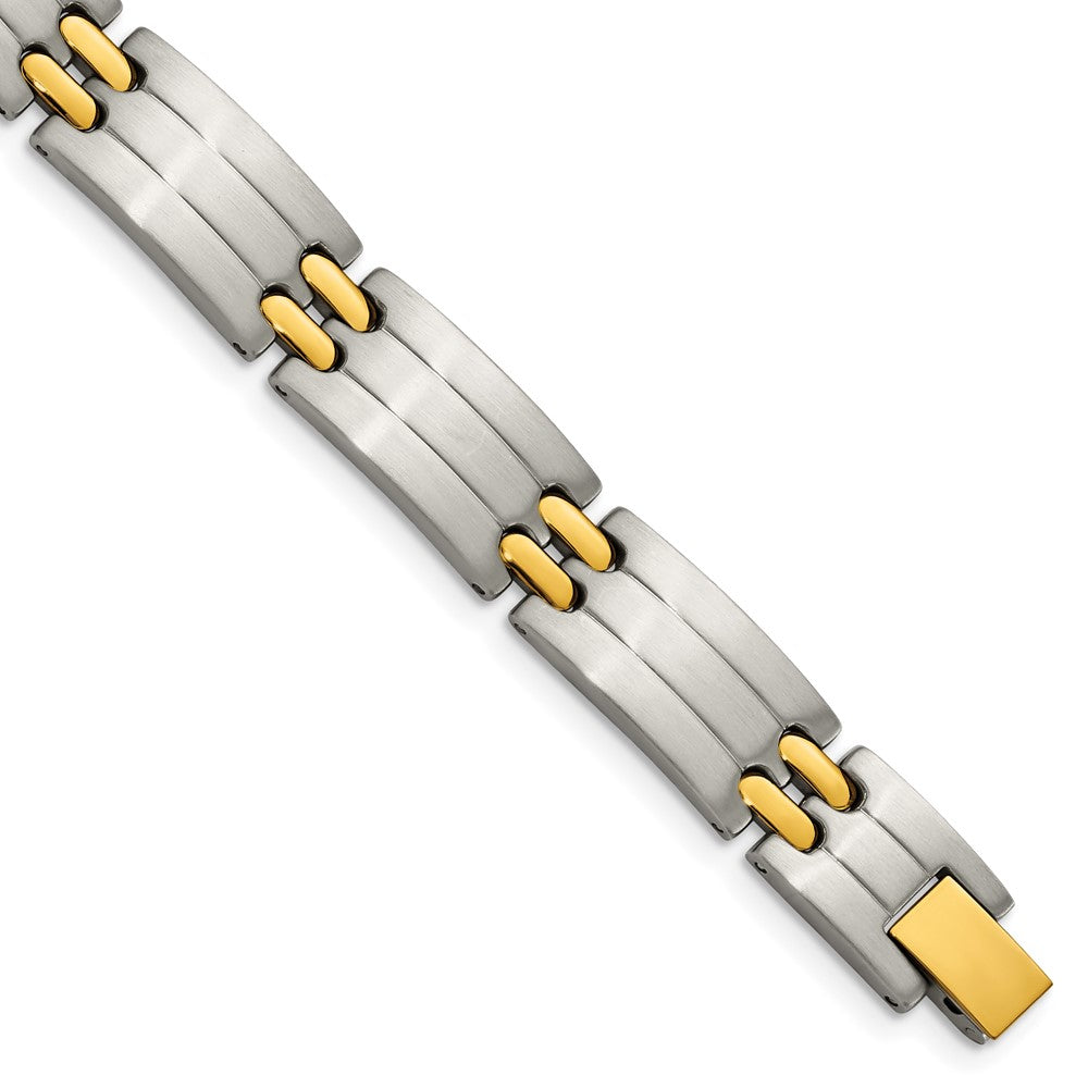 Men&#39;s Stainless Steel and Yellow Gold Tone Plated Bracelet, 8.75 Inch, Item B8186 by The Black Bow Jewelry Co.