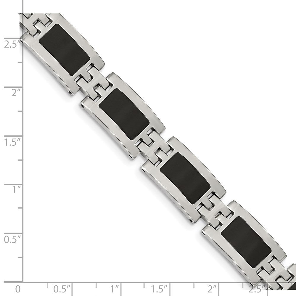 Alternate view of the Men&#39;s Stainless Steel Black Enamel Bracelet, 9 Inch by The Black Bow Jewelry Co.