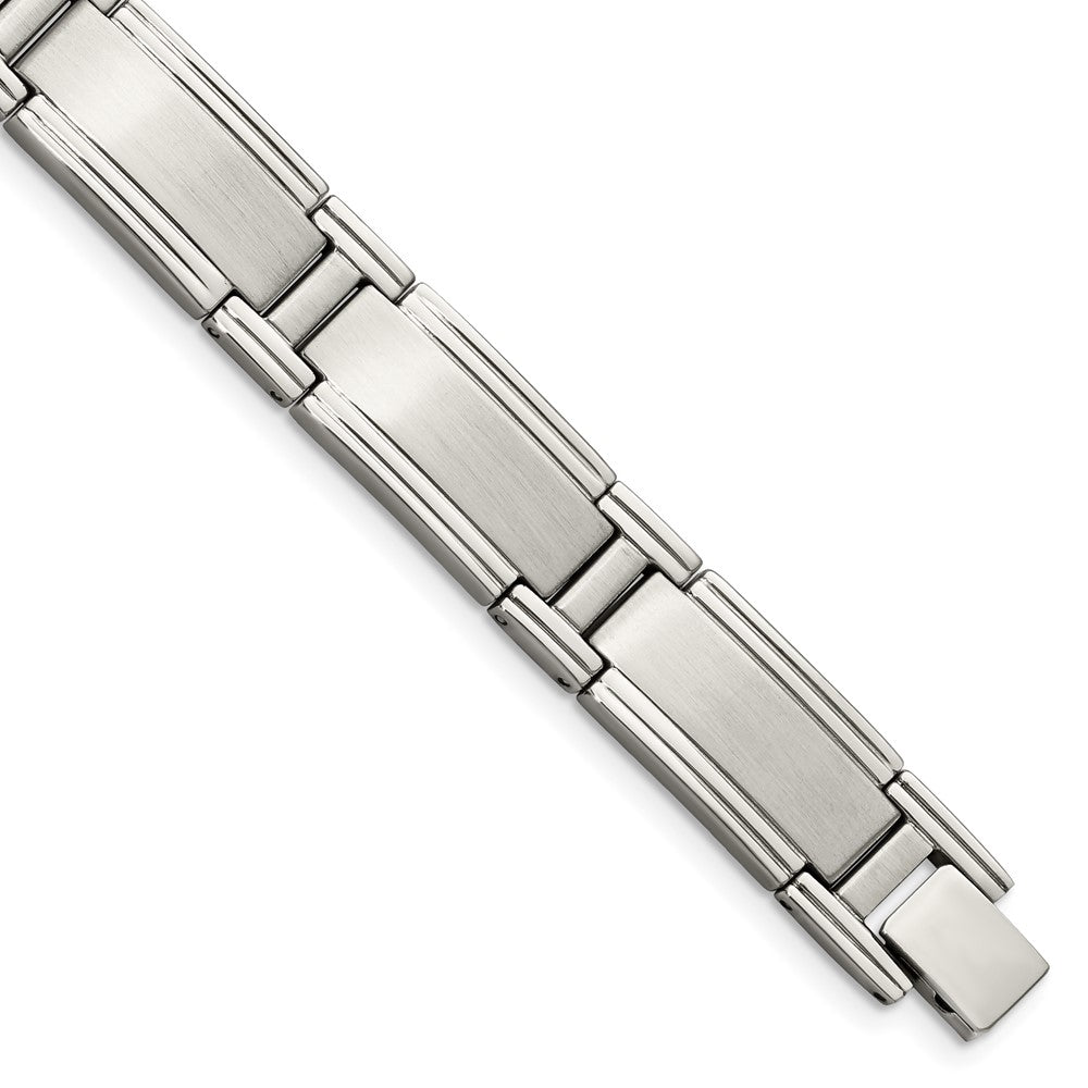 Men&#39;s 11mm Stainless Steel Multi Finish Satin Link Bracelet, 9.5 Inch, Item B8189 by The Black Bow Jewelry Co.