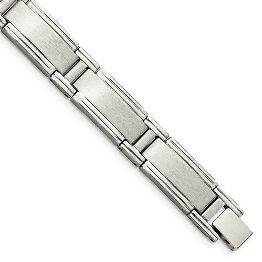 Men's 11mm Stainless Steel Multi Finish Satin Link Bracelet, 9.5 Inch, Item B8189 by The Black Bow Jewelry Co.
