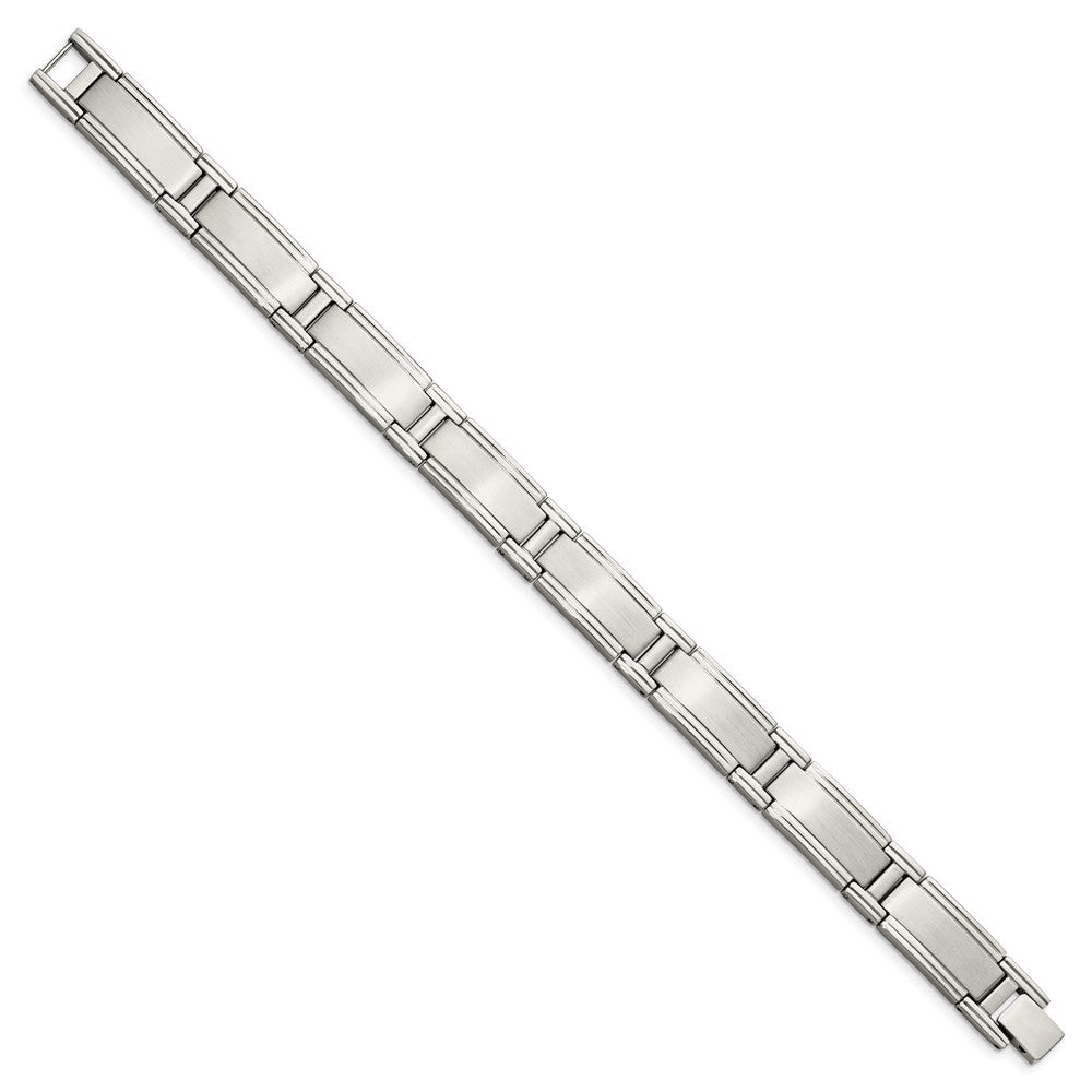 Alternate view of the Men&#39;s 11mm Stainless Steel Multi Finish Satin Link Bracelet, 9.5 Inch by The Black Bow Jewelry Co.