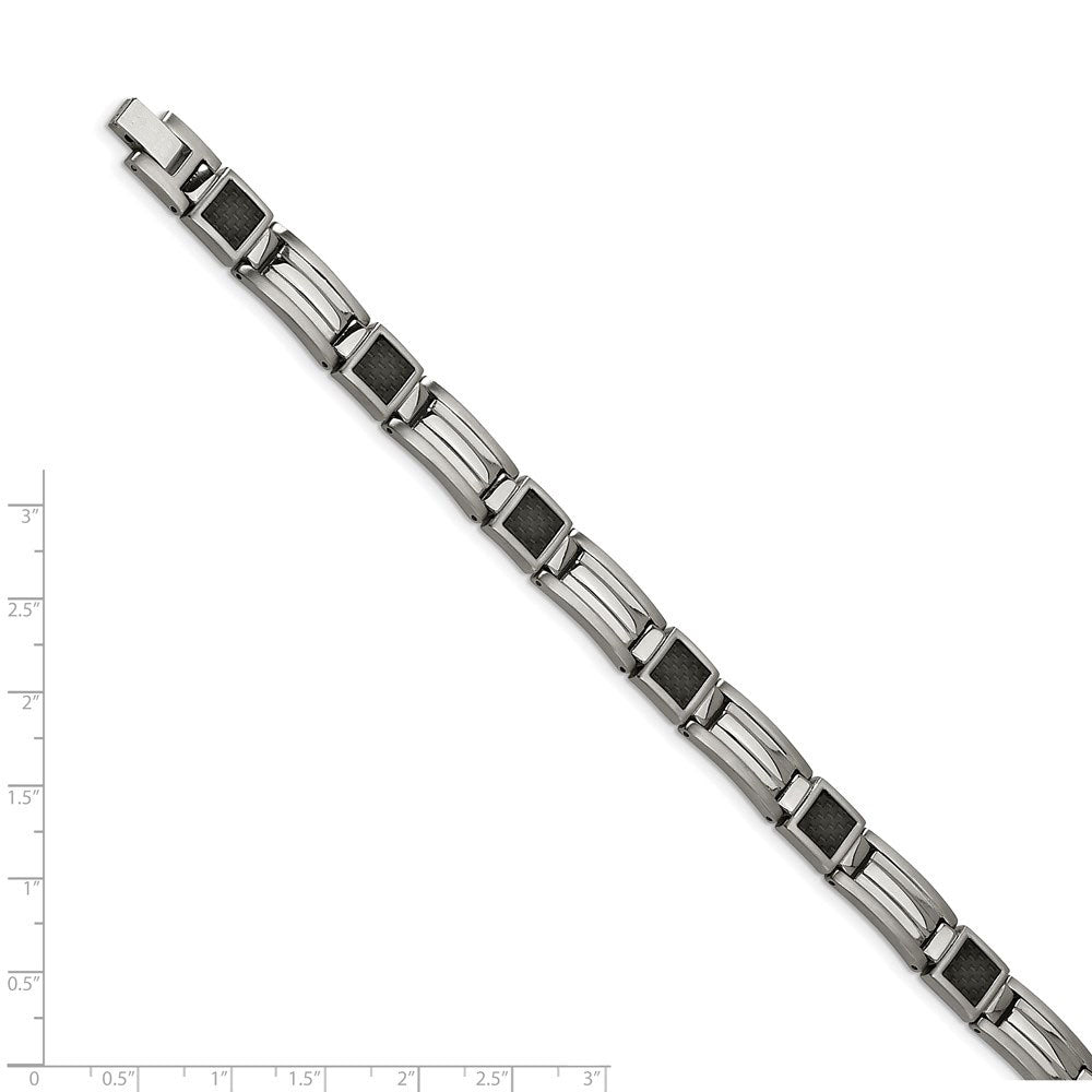 Alternate view of the Men&#39;s Stainless Steel Carbon Fiber Link Bracelet, 8.75 Inch by The Black Bow Jewelry Co.