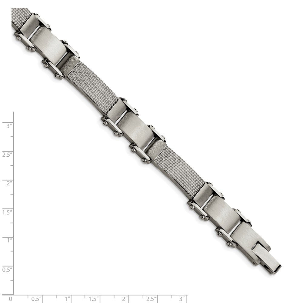 Alternate view of the Men&#39;s Stainless Steel Gray Carbon Fiber Link Bracelet, 9 Inch by The Black Bow Jewelry Co.