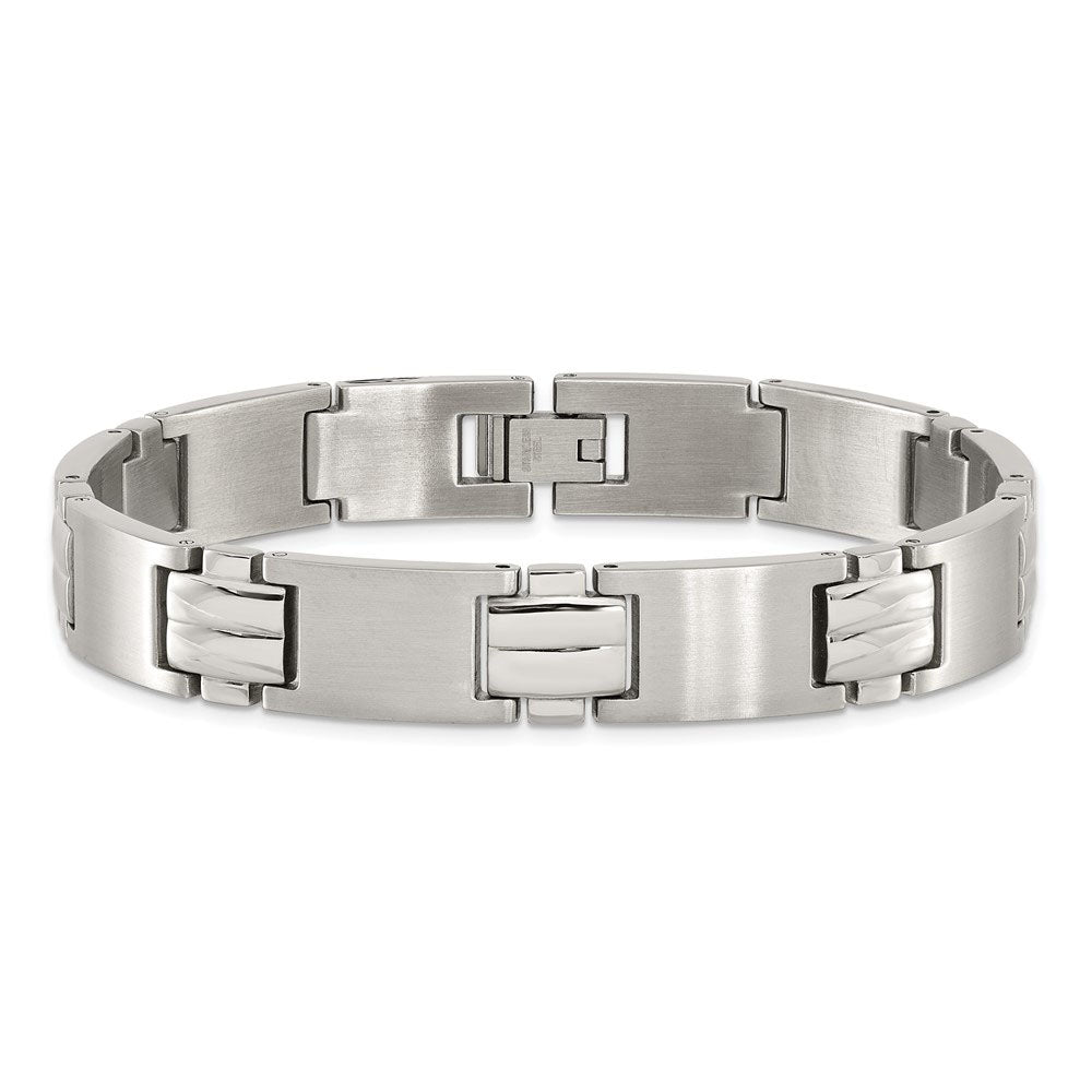 Alternate view of the Men&#39;s 10mm Stainless Steel Multi Finish Bracelet, 8.5 Inch by The Black Bow Jewelry Co.