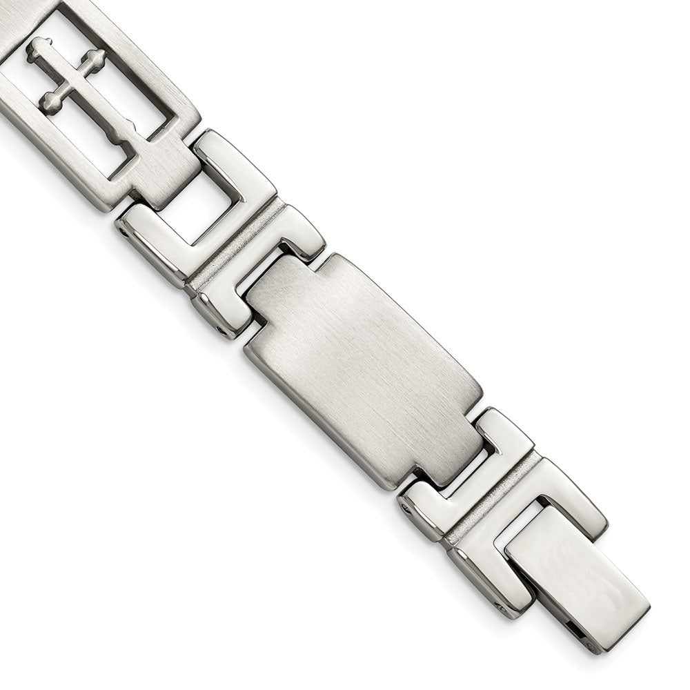 Men&#39;s Stainless Steel 11mm Cross Link Bracelet, 8.5 Inch, Item B8236 by The Black Bow Jewelry Co.