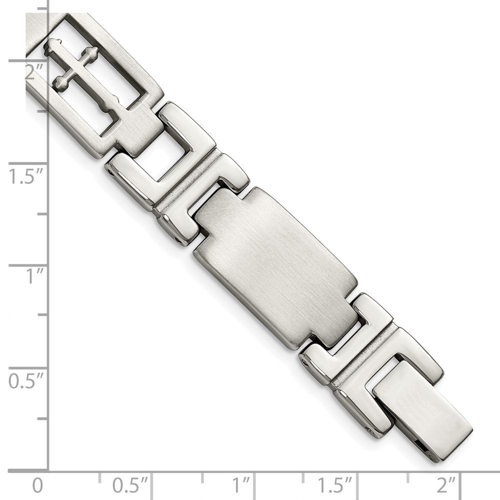 Alternate view of the Men&#39;s Stainless Steel 11mm Cross Link Bracelet, 8.5 Inch by The Black Bow Jewelry Co.