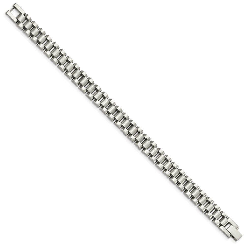 Alternate view of the Men's 10mm Stainless Steel Link Bracelet, 8.5 Inch by The Black Bow Jewelry Co.