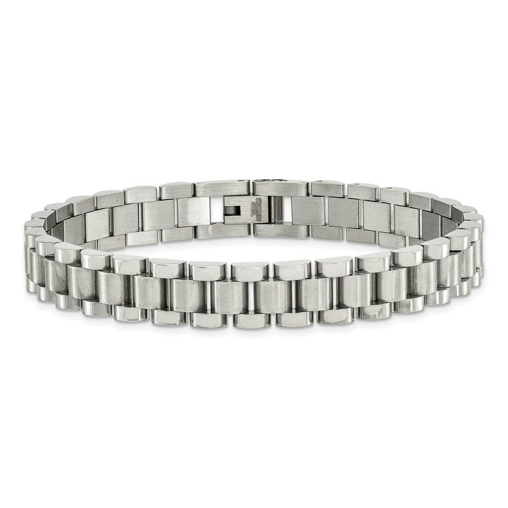 Alternate view of the Men's 10mm Stainless Steel Link Bracelet, 8.5 Inch by The Black Bow Jewelry Co.