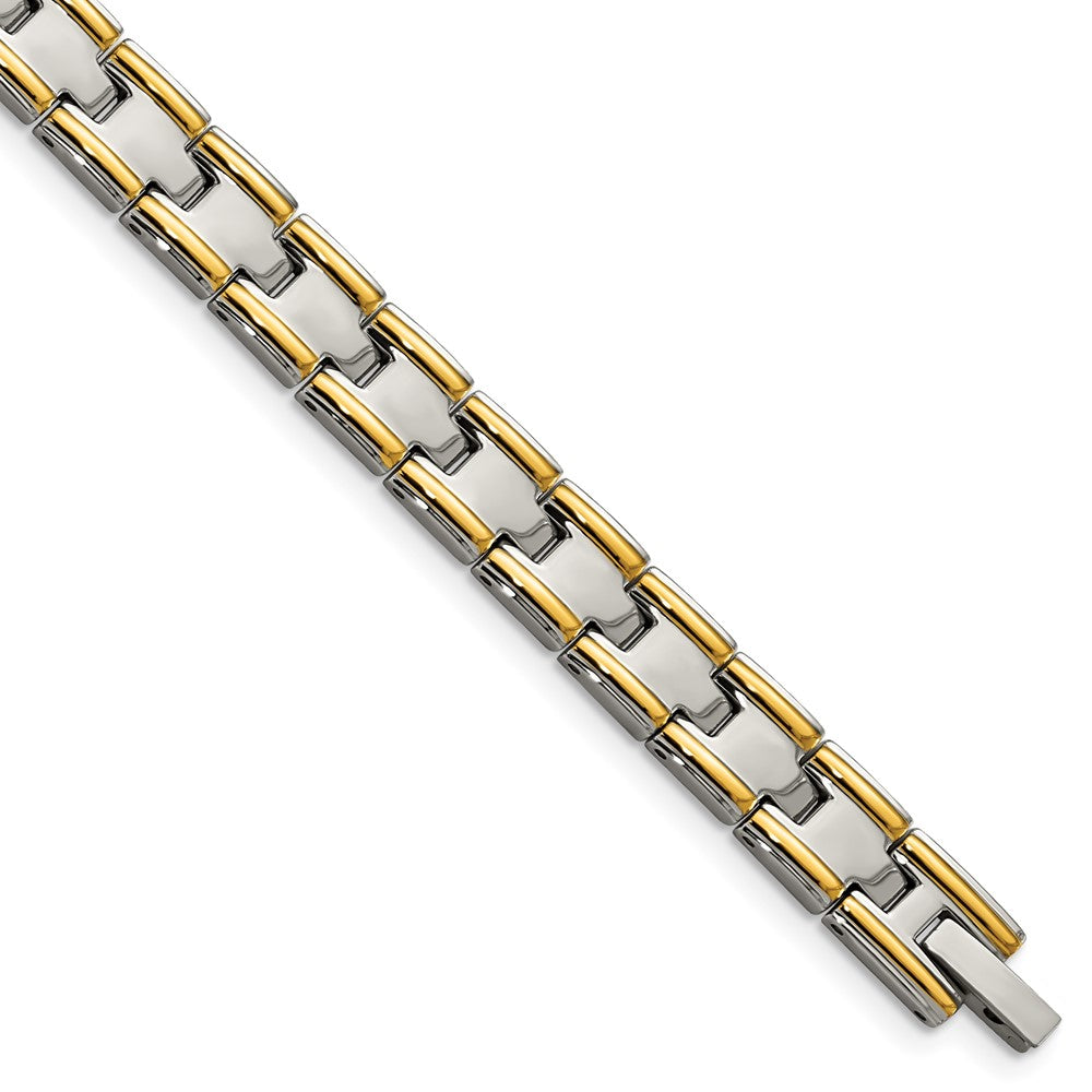 Men&#39;s Stainless Steel &amp; Gold Tone Plated 8mm Link Bracelet, 8.5 Inch, Item B8243 by The Black Bow Jewelry Co.