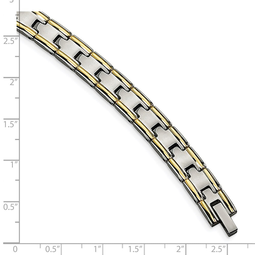 Alternate view of the Men&#39;s Stainless Steel &amp; Gold Tone Plated 8mm Link Bracelet, 8.5 Inch by The Black Bow Jewelry Co.