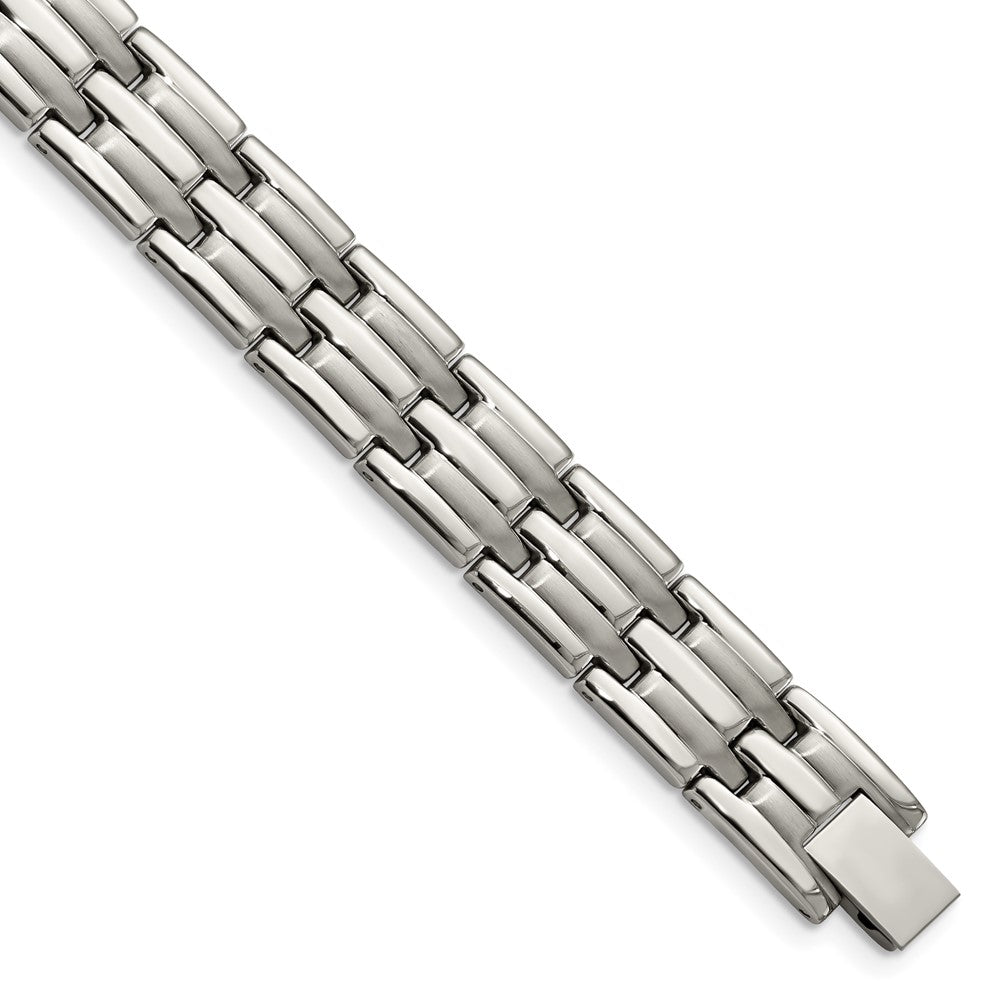 Men&#39;s Stainless Steel Brushed and Polished 11mm Bracelet, 8.5 Inch, Item B8245 by The Black Bow Jewelry Co.