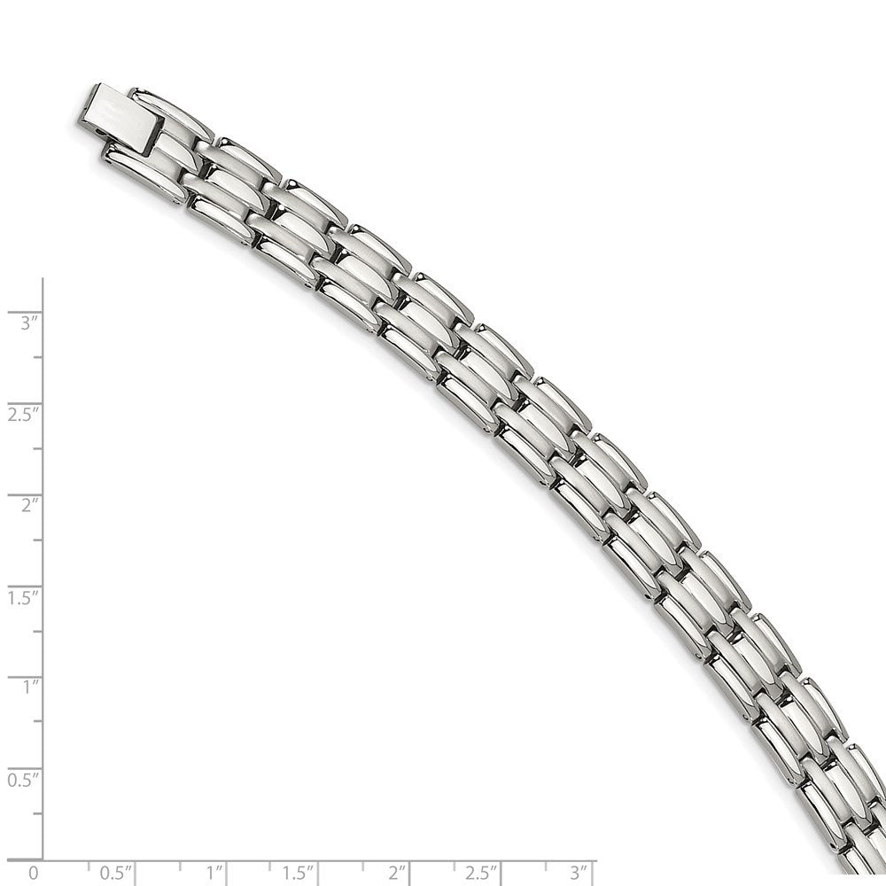 Alternate view of the Men&#39;s Stainless Steel Brushed and Polished 11mm Bracelet, 8.5 Inch by The Black Bow Jewelry Co.