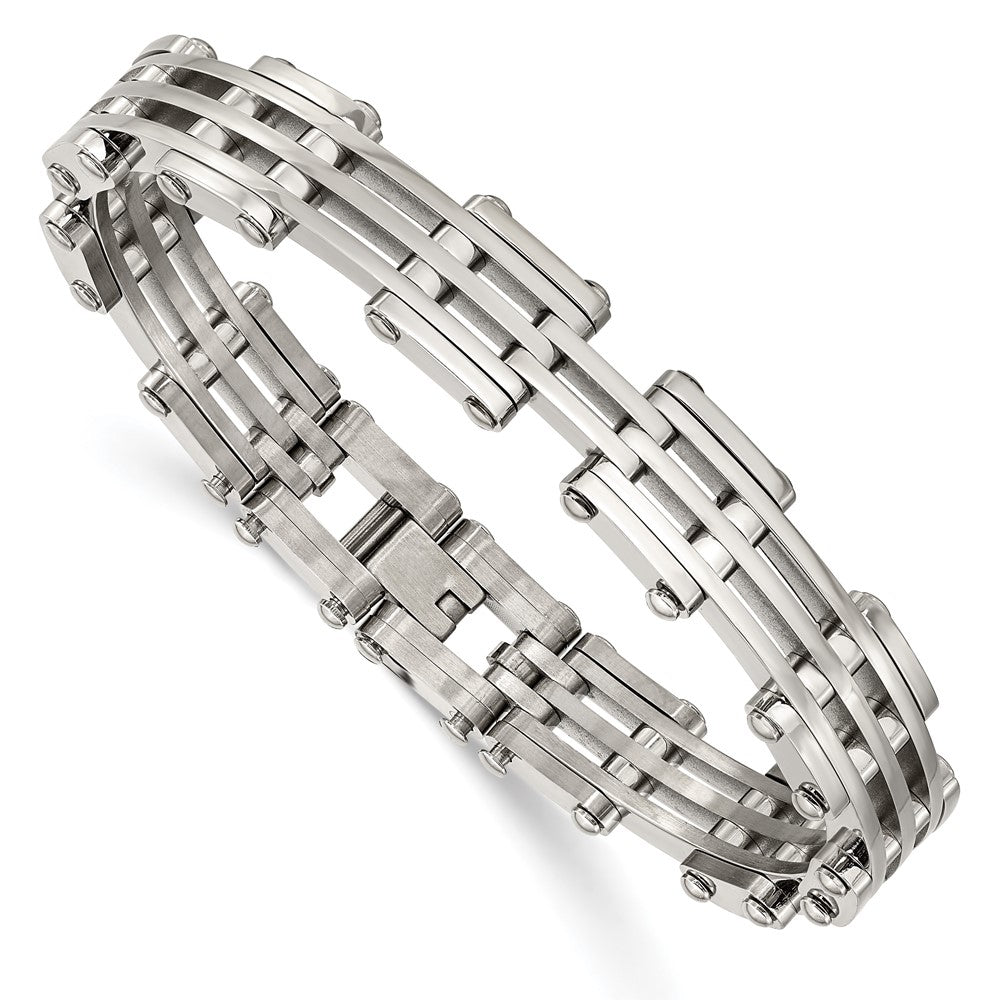 Men&#39;s Stainless Steel 10mm Polished Link Bracelet, 9 Inch, Item B8248 by The Black Bow Jewelry Co.