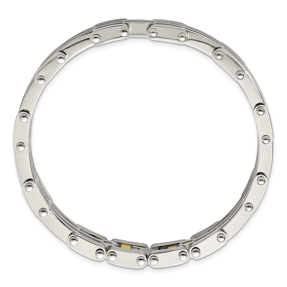 Alternate view of the Men&#39;s Stainless Steel 10mm Polished Link Bracelet, 9 Inch by The Black Bow Jewelry Co.