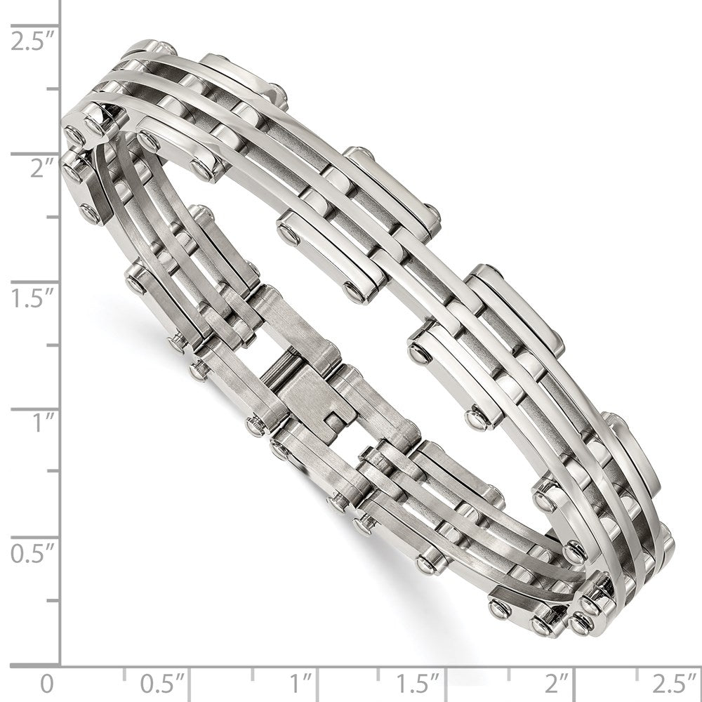 Alternate view of the Men&#39;s Stainless Steel 10mm Polished Link Bracelet, 9 Inch by The Black Bow Jewelry Co.