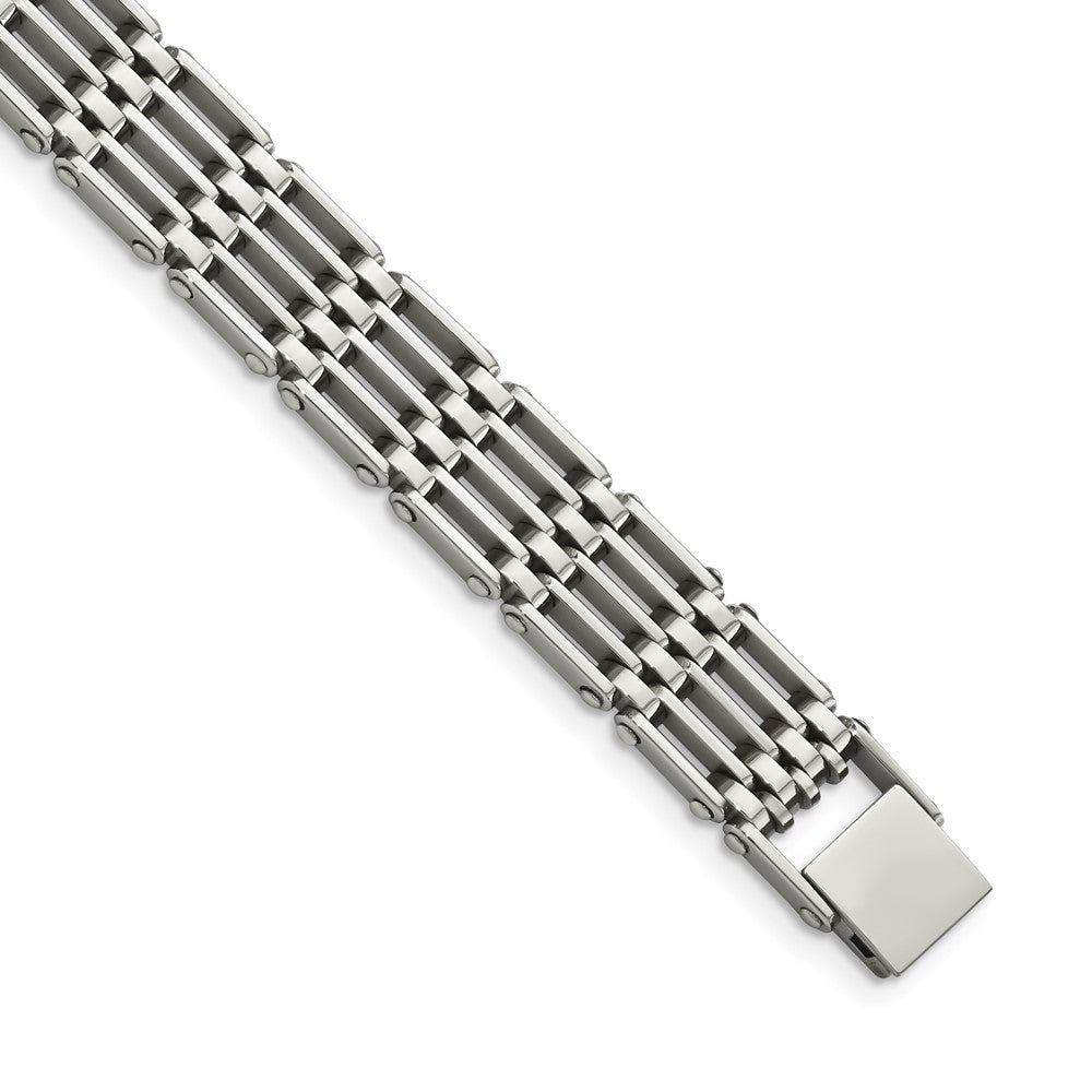 Men&#39;s 14mm Stainless Steel High Polished Link Bracelet, 8.5 Inch, Item B8254 by The Black Bow Jewelry Co.