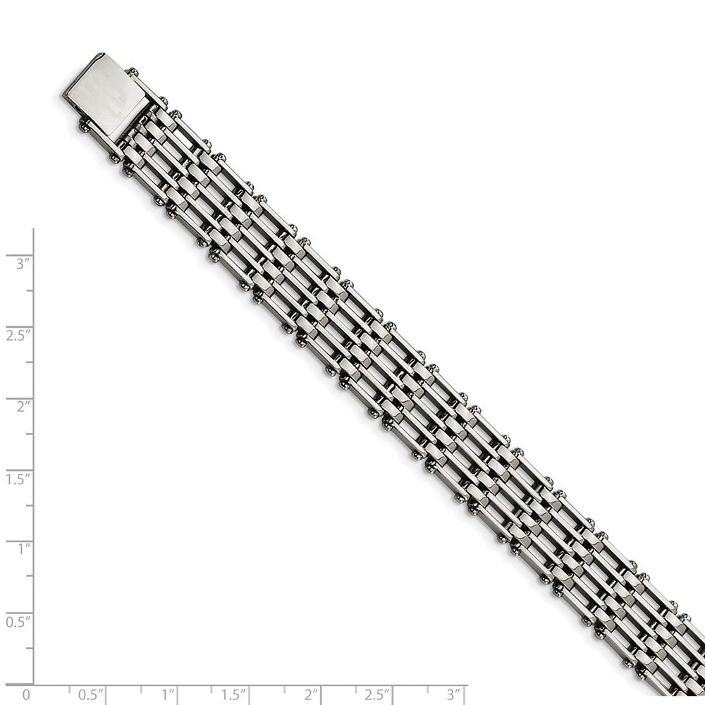 Alternate view of the Men&#39;s 14mm Stainless Steel High Polished Link Bracelet, 8.5 Inch by The Black Bow Jewelry Co.
