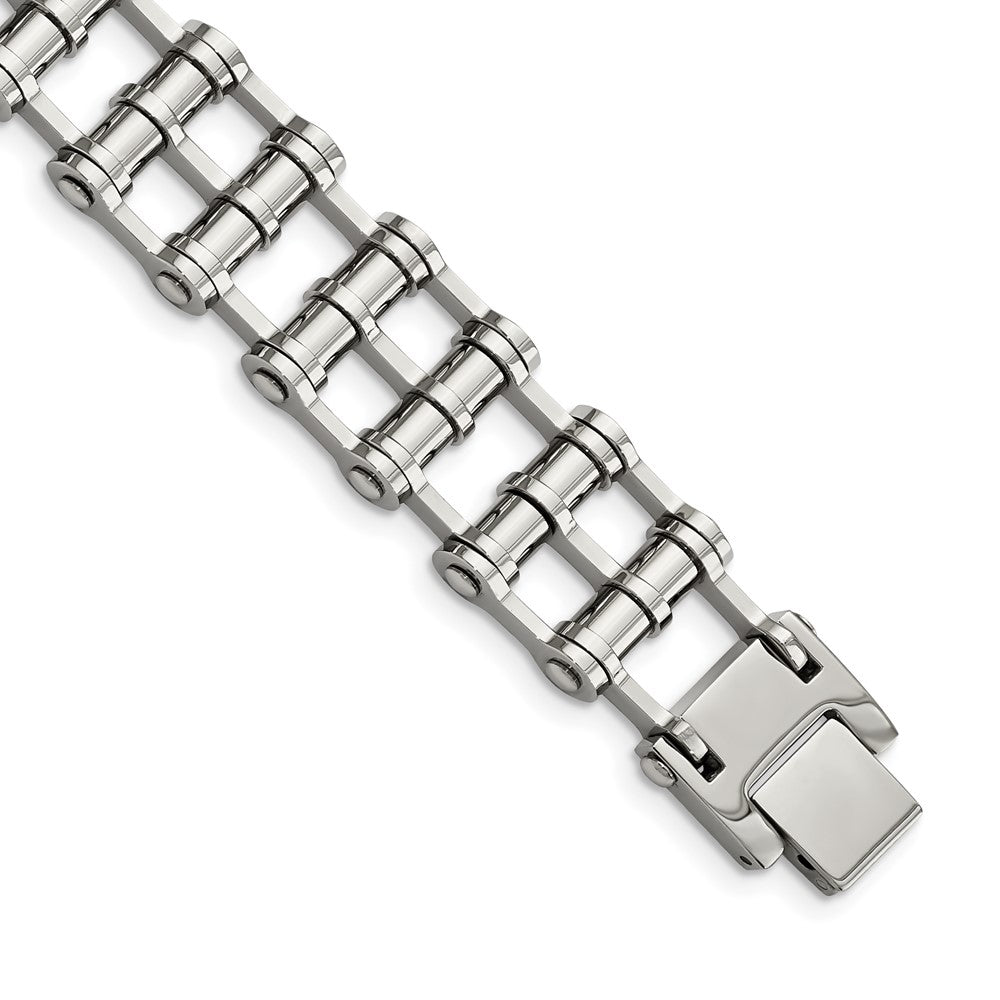 Men&#39;s Stainless Steel 15mm Bike Link Bracelet, 8.5 Inch, Item B8257 by The Black Bow Jewelry Co.