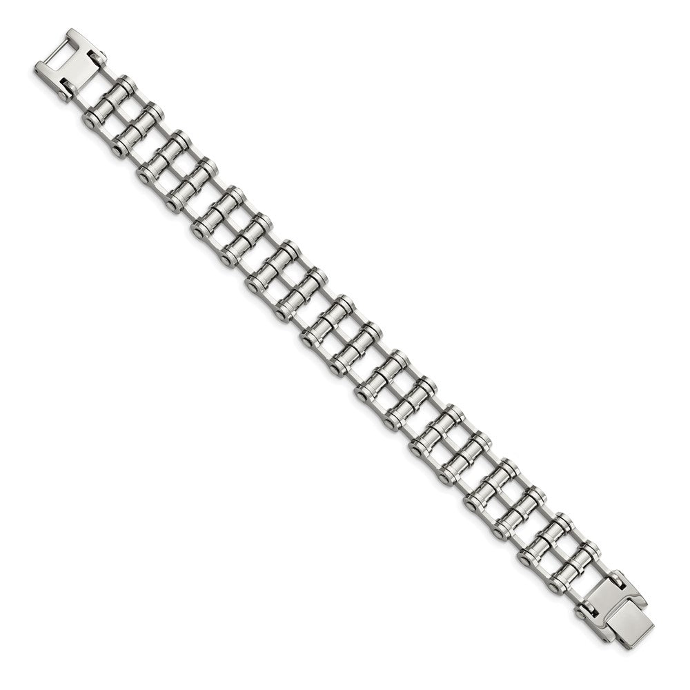 Alternate view of the Men&#39;s Stainless Steel 15mm Bike Link Bracelet, 8.5 Inch by The Black Bow Jewelry Co.