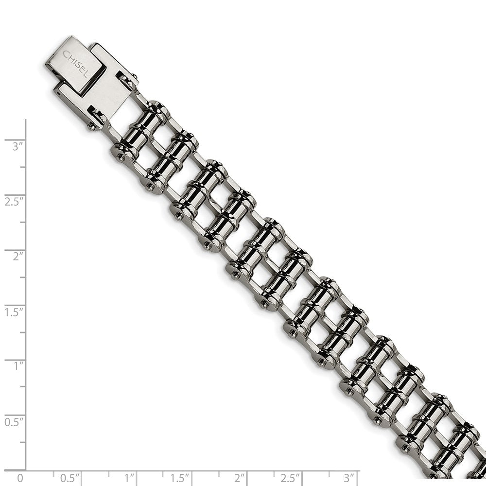 Alternate view of the Men&#39;s Stainless Steel 15mm Bike Link Bracelet, 8.5 Inch by The Black Bow Jewelry Co.