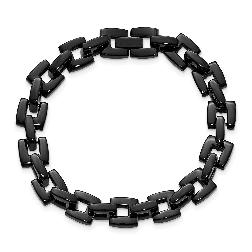 Alternate view of the Men&#39;s Black Plated Stainless Steel 10mm Square Chain Bracelet, 9 Inch by The Black Bow Jewelry Co.