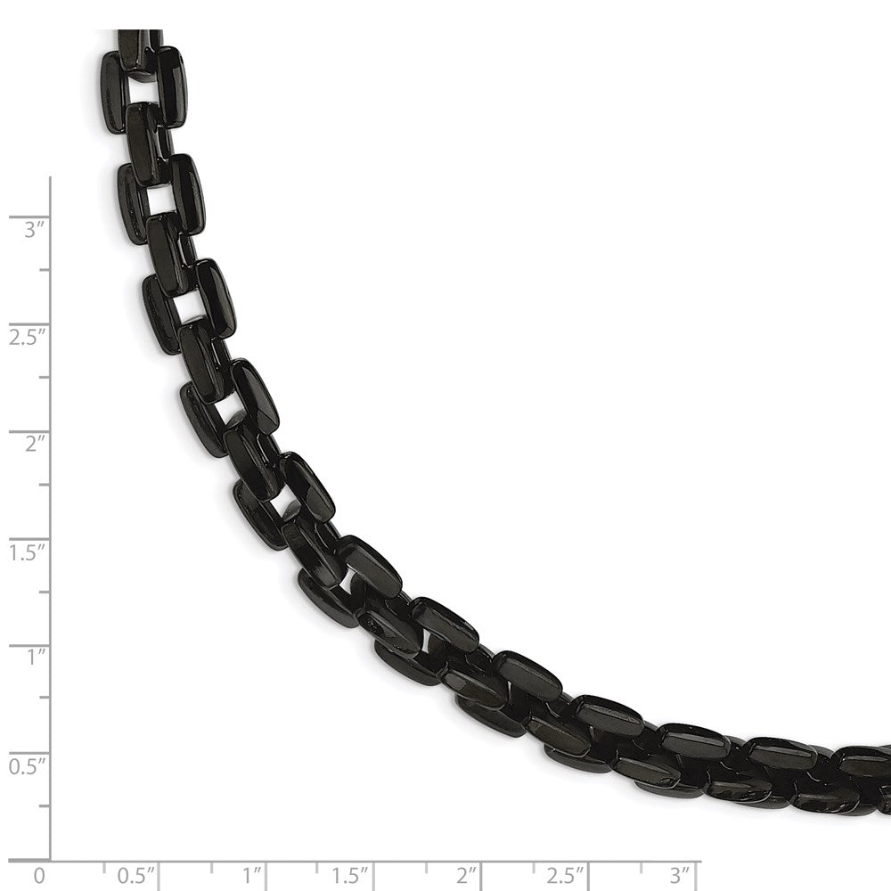 Alternate view of the Men&#39;s Black Plated Stainless Steel 10mm Square Chain Bracelet, 9 Inch by The Black Bow Jewelry Co.