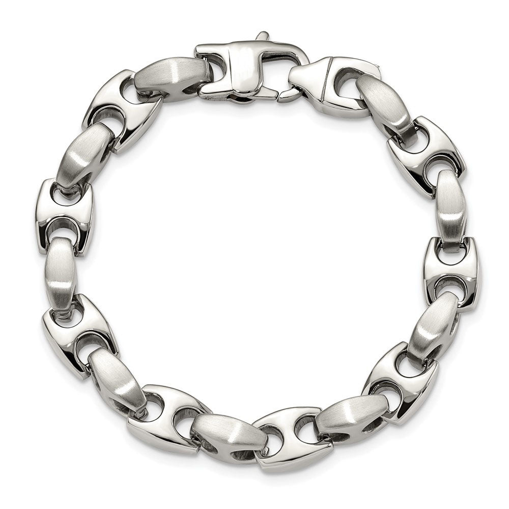 Alternate view of the Men&#39;s 10mm Stainless Steel Anchor Link Chain Bracelet, 8.25 Inch by The Black Bow Jewelry Co.