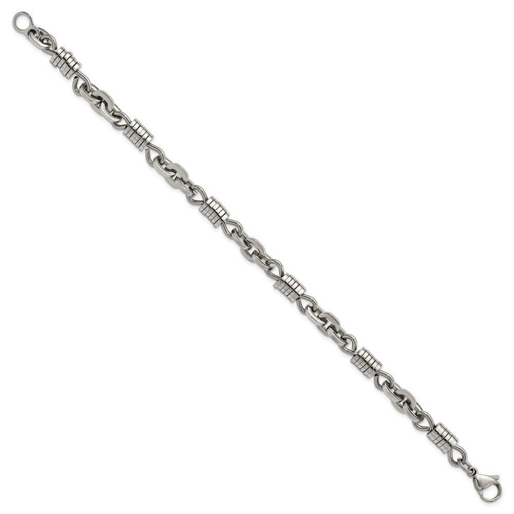 Alternate view of the Men&#39;s Stainless Steel 6mm Coin Link Bracelet, 9 Inch by The Black Bow Jewelry Co.