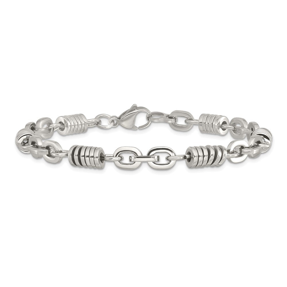 Alternate view of the Men&#39;s Stainless Steel 6mm Coin Link Bracelet, 9 Inch by The Black Bow Jewelry Co.