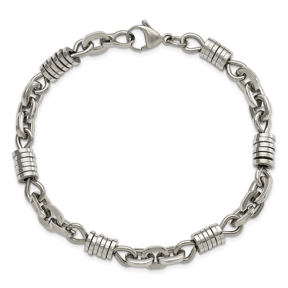 Alternate view of the Men&#39;s Stainless Steel 6mm Coin Link Bracelet, 9 Inch by The Black Bow Jewelry Co.