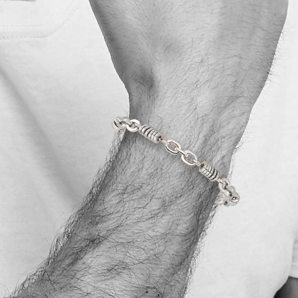 Alternate view of the Men&#39;s Stainless Steel 6mm Coin Link Bracelet, 9 Inch by The Black Bow Jewelry Co.