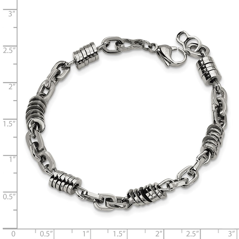 Alternate view of the Men&#39;s Stainless Steel 6mm Coin Link Bracelet, 9 Inch by The Black Bow Jewelry Co.