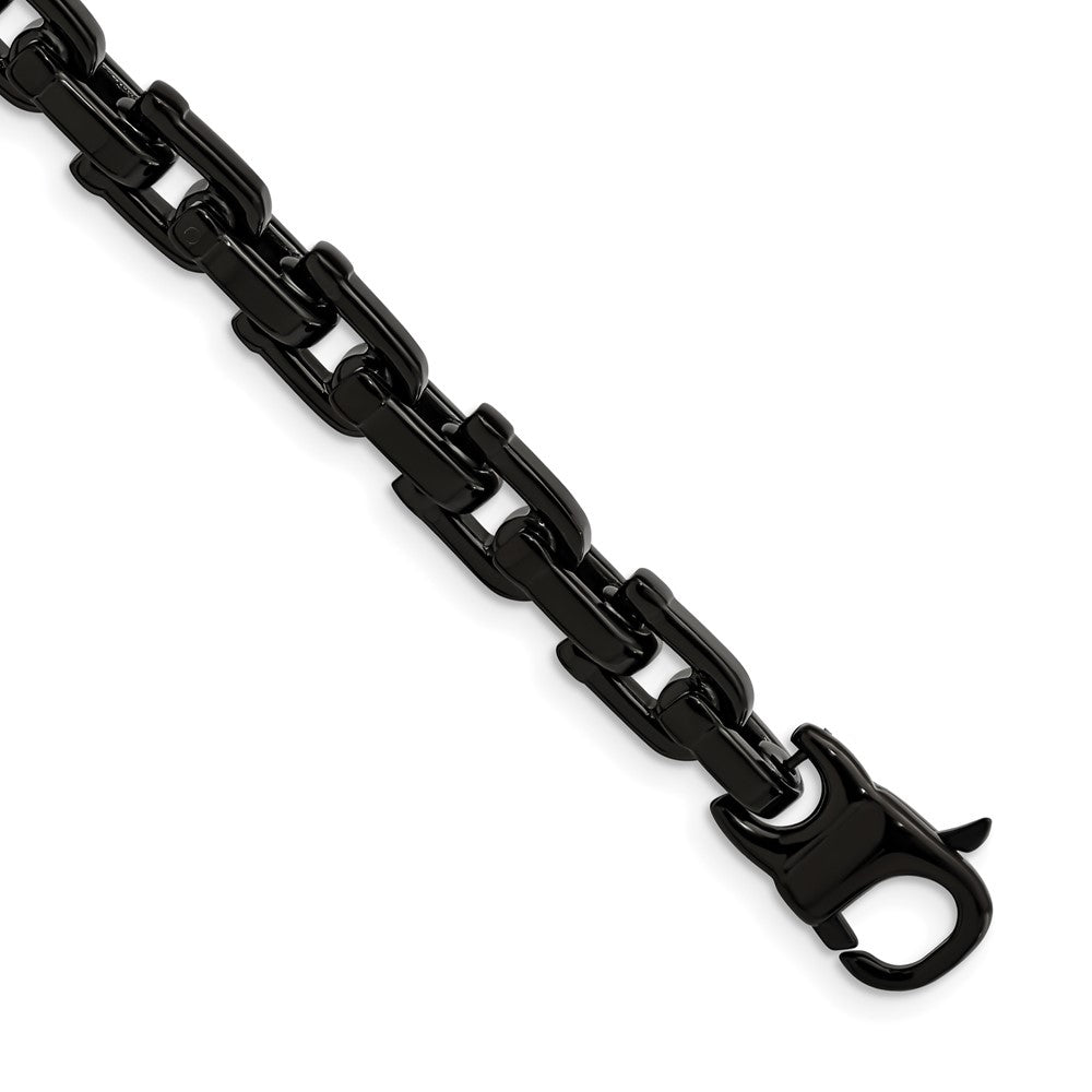 Men&#39;s Black Plated Stainless Steel Shackle Link Bracelet, 8.5 Inch, Item B8299 by The Black Bow Jewelry Co.