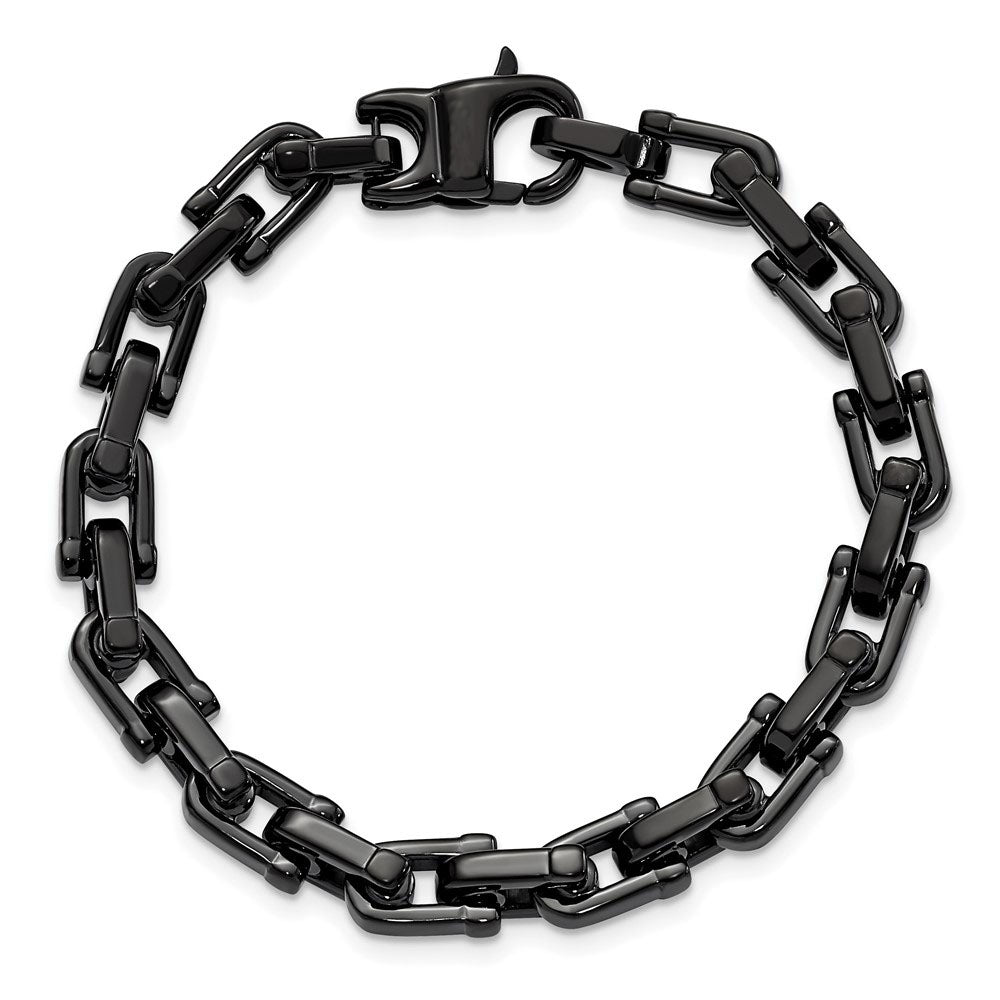 Alternate view of the Men&#39;s Black Plated Stainless Steel Shackle Link Bracelet, 8.5 Inch by The Black Bow Jewelry Co.