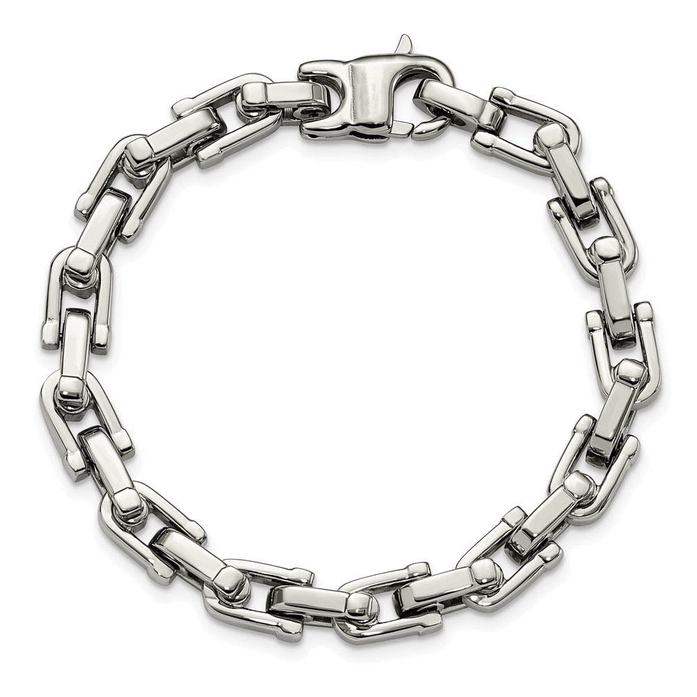 Alternate view of the Men's Stainless Steel Polished Shackle Link Bracelet, 8.5 Inch by The Black Bow Jewelry Co.