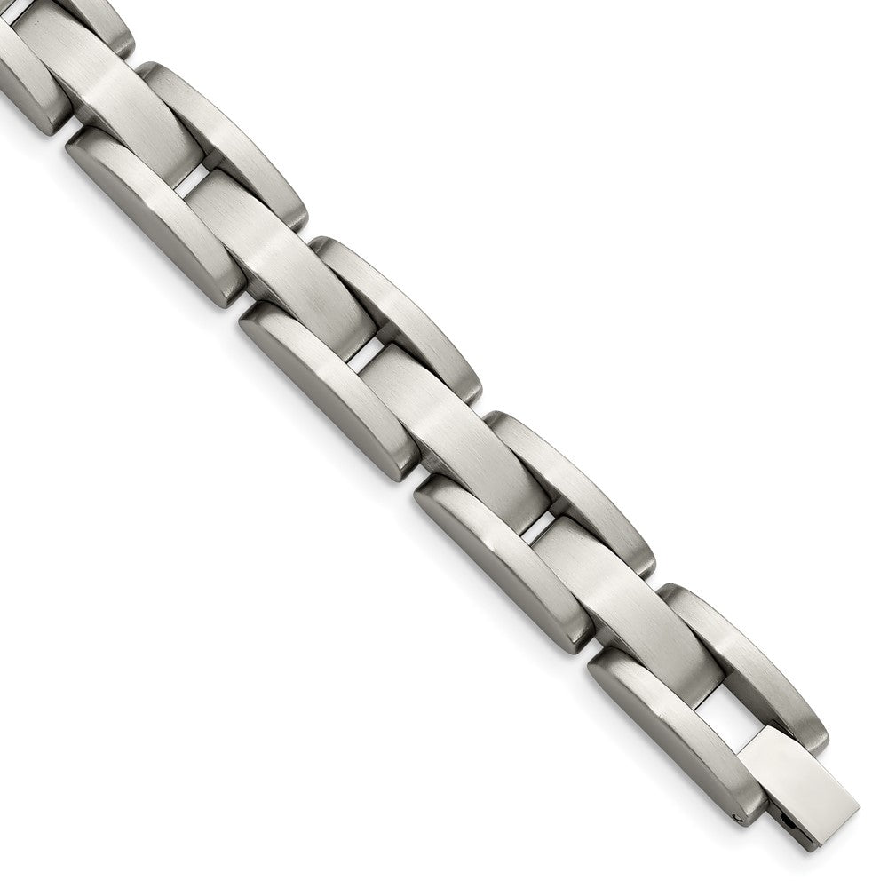 Men&#39;s Stainless Steel Brushed 9mm Link Bracelet, 8 Inch, Item B8319 by The Black Bow Jewelry Co.