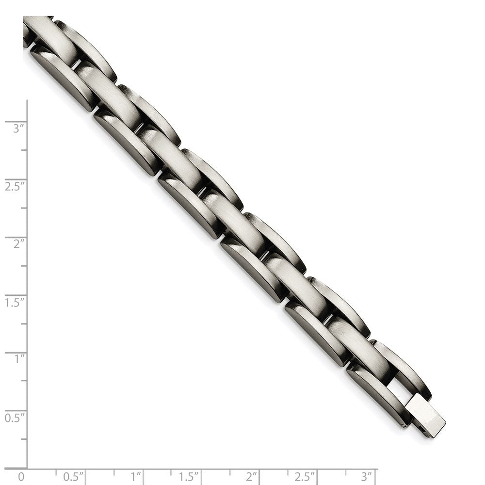 Alternate view of the Men&#39;s Stainless Steel Brushed 9mm Link Bracelet, 8 Inch by The Black Bow Jewelry Co.