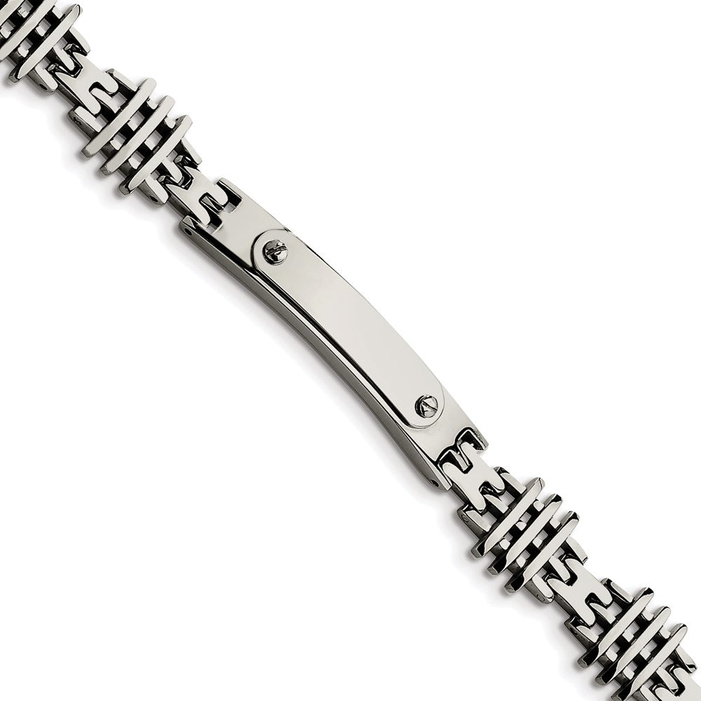 Men&#39;s Stainless Steel 11mm Engravable I.D. Bracelet, 8.5 Inch, Item B8329 by The Black Bow Jewelry Co.