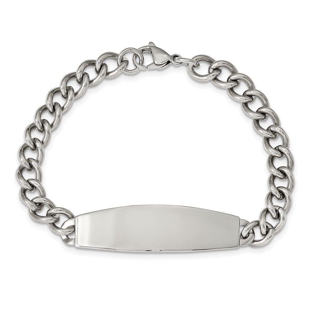 Alternate view of the Men&#39;s Stainless Steel Polished Curb Link I.D. Bracelet, 8.5 Inch by The Black Bow Jewelry Co.