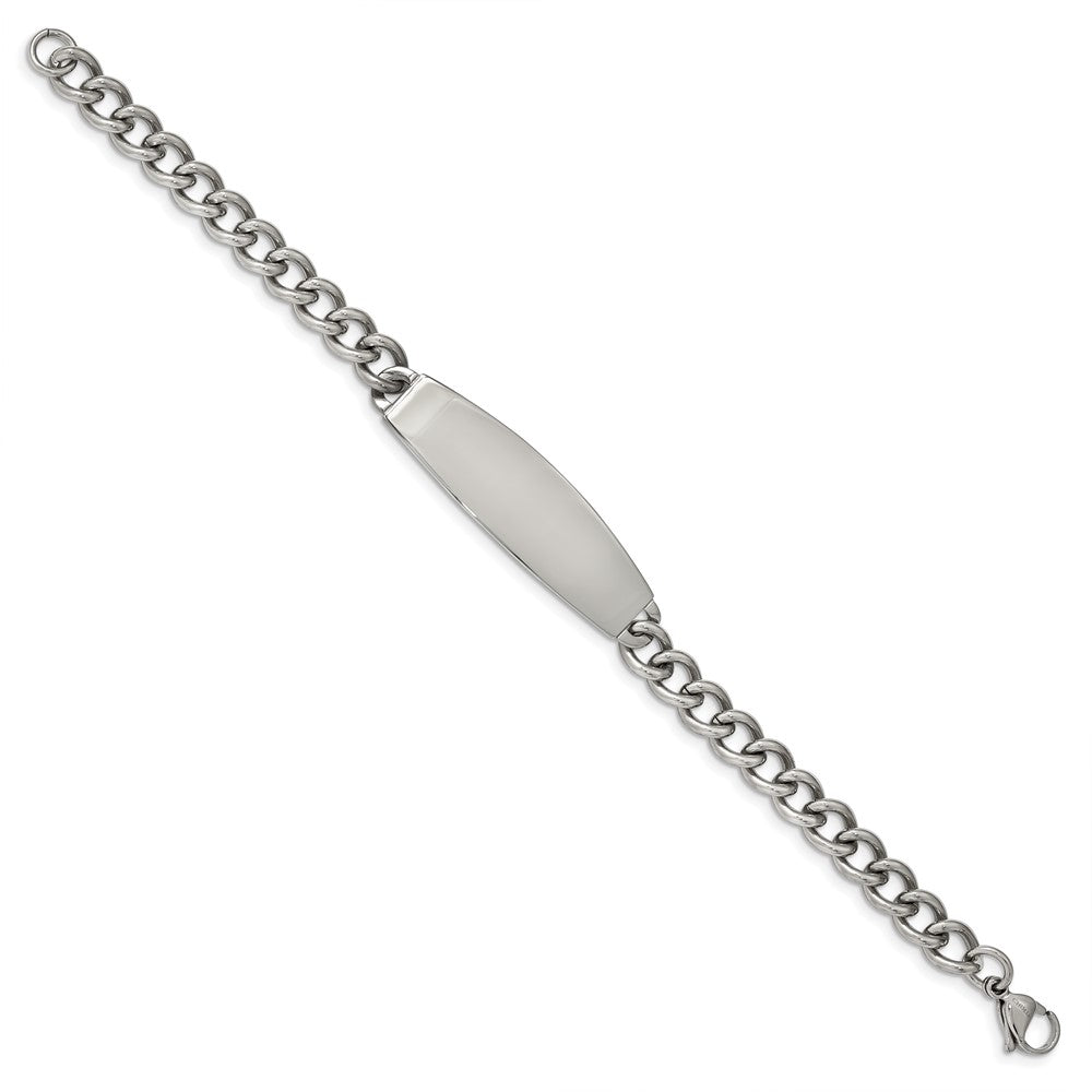 Alternate view of the Men&#39;s Stainless Steel Polished Curb Link I.D. Bracelet, 8.5 Inch by The Black Bow Jewelry Co.