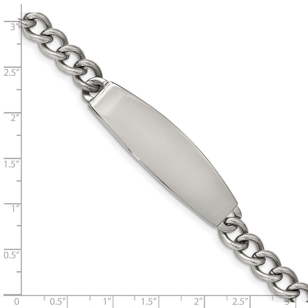 Alternate view of the Men&#39;s Stainless Steel Polished Curb Link I.D. Bracelet, 8.5 Inch by The Black Bow Jewelry Co.