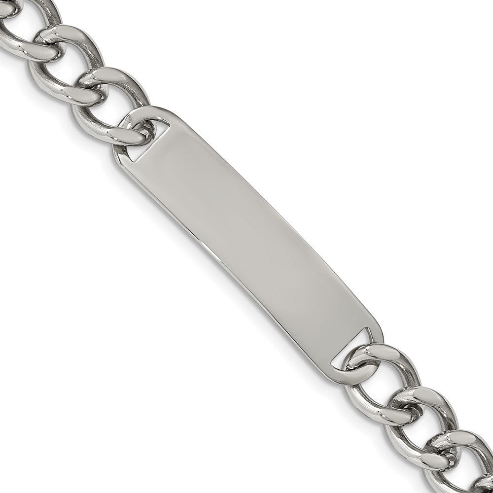 Men&#39;s 10mm Stainless Steel Polished I.D. Bracelet, 8.5 Inch, Item B8334 by The Black Bow Jewelry Co.