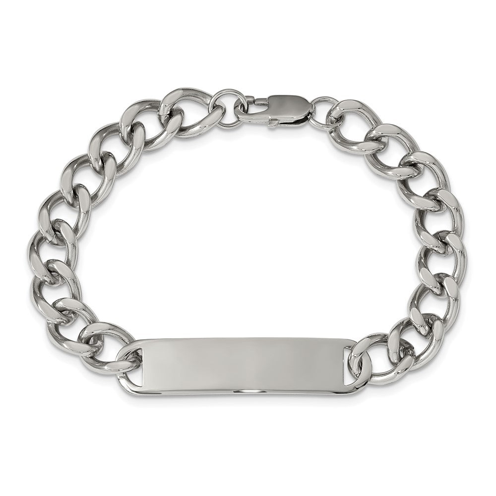 Alternate view of the Men&#39;s 10mm Stainless Steel Polished I.D. Bracelet, 8.5 Inch by The Black Bow Jewelry Co.