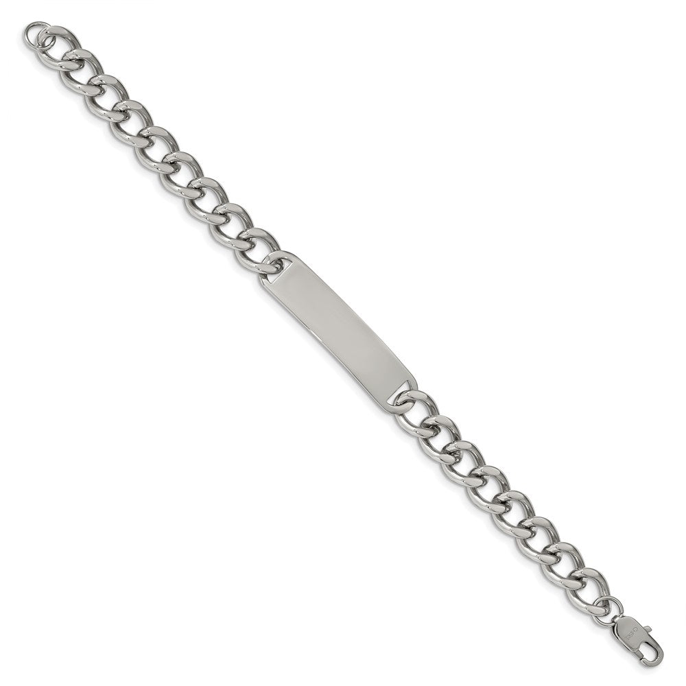 Alternate view of the Men&#39;s 10mm Stainless Steel Polished I.D. Bracelet, 8.5 Inch by The Black Bow Jewelry Co.