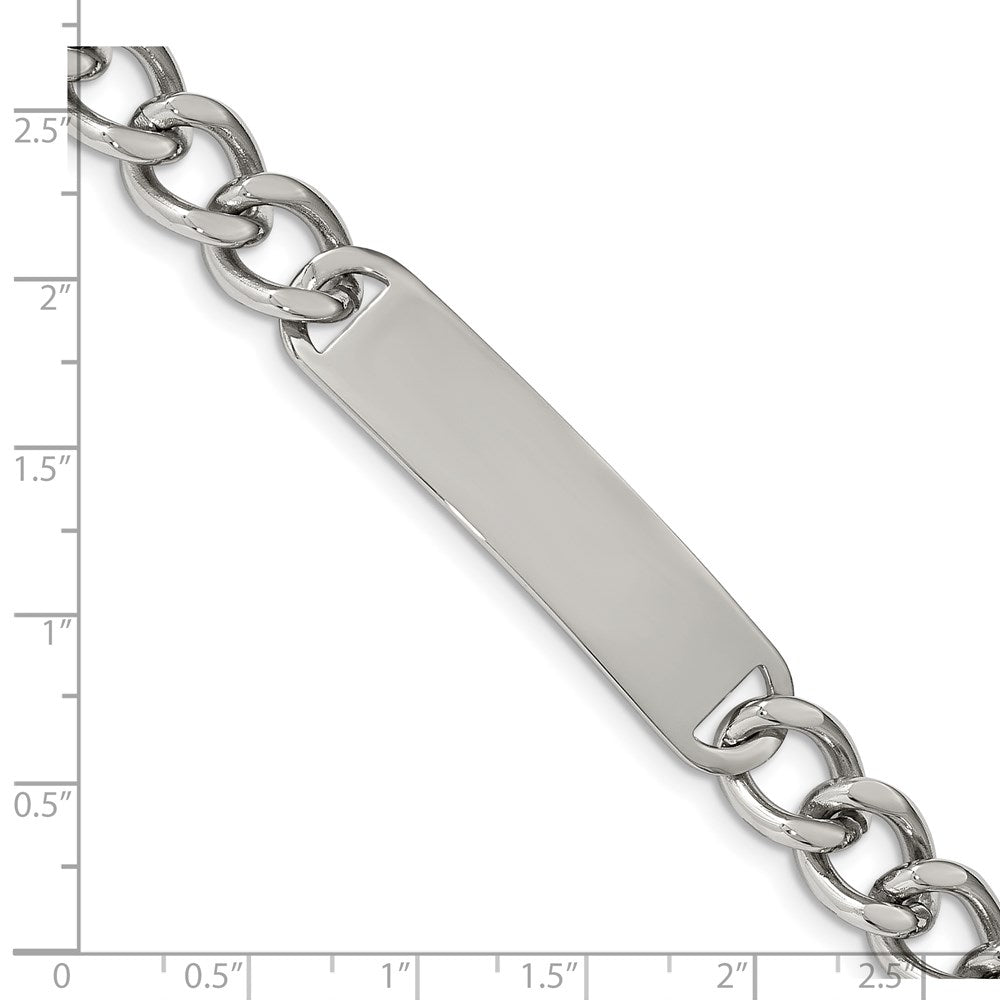 Alternate view of the Men&#39;s 10mm Stainless Steel Polished I.D. Bracelet, 8.5 Inch by The Black Bow Jewelry Co.